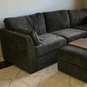 Lovesac Seat Cover Set: Charcoal Grey Corded Velvet
